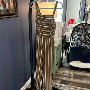 Striped Green Cropped Jumpsuit